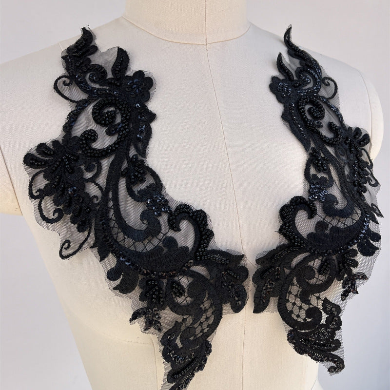 D1 three-dimensional beading on flowers heavy industry lace flowers embroidered lace accessories clothing decoration embroider fabric flowers
