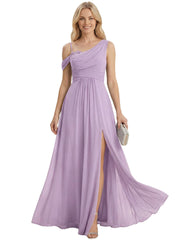 Cross-border dress bridesmaid dress chiffon one shoulder long skirt side slit forest fairy elegant wedding sister dress evening dress