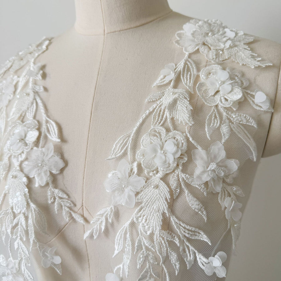 Handmade Beads 3D Lace Flower - DIY Fashion Show Clothing Accessories & Dress Embellishment (ZH309)