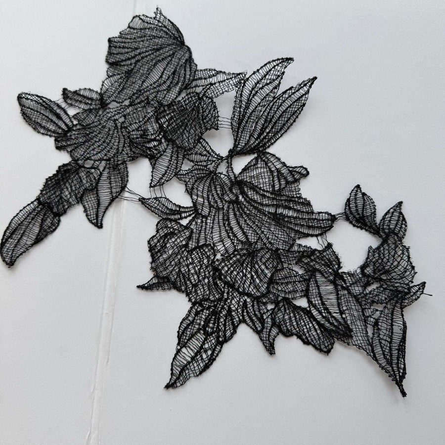 White Hollow Fish Silk Lace embroidery cloth piece for bridal veil and wedding dress decoration