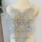 Zh450 silver high-end wedding dress embroidered lace floral mesh diy material clothing decoration accessories fabric