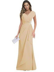 Cross-border plus sizenew arrival evening dress elegancev neck chiffon silm large swing long banquet dress long skirt female bridesmaid