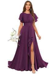 Cross-border amazon bestseller: long bohemian chiffon midi dress - short sleeve, cinched waist, evening gown, bridesmaid dress