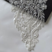 Beaded 3D Corsage & Luxury Collar Flower Lace Appliqué – DIY Clothing Patch & Bridal Accessory (ZH202)