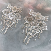 White Bubble Mesh Lace Embroidery Appliqué – DIY Wedding Dress, Curtain & Clothing Fabric (ZH369, 14×19cm)