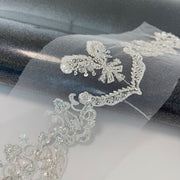 Zh319 beaded handmade lace flower high-end wedding dress veil diy high quality beaded embroidery barcode