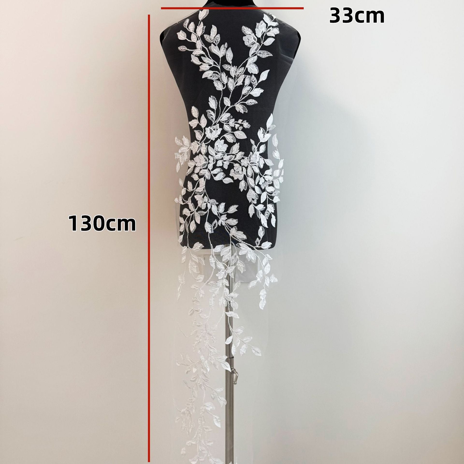 Zh473 3d laser embroidered mesh fabric - leaf design - diy children's dress/hanfu material