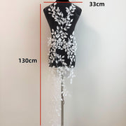 3D Laser Embroidered Leaf Mesh Fabric – DIY Children's Dress & Hanfu Material (ZH473)