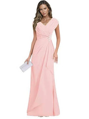 Cross-border plus sizenew arrival evening dress elegancev neck chiffon silm large swing long banquet dress long skirt female bridesmaid