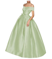 European and american one-shoulder satin flared maxi dress with tie-up bow waist – evening, wedding, and mother-of-the-bride long gown