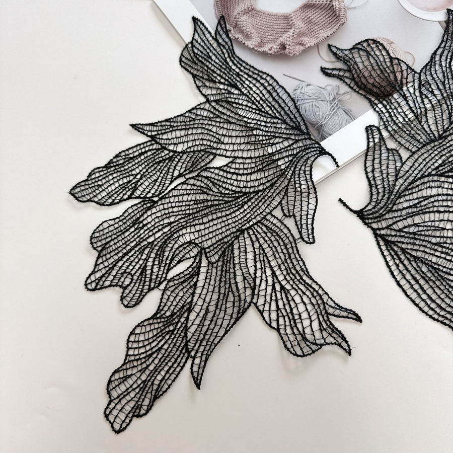 Black Butterfly Fish Silk Embroidery Lace Patch - DIY Clothing & Handmade Accessories Sticker (R70)