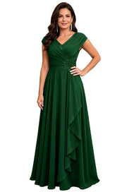 Cross-border chiffon long evening dress women's v neck diamond bridesmaid dress banquet toasting skirt slimming look a-line dress ladieswear