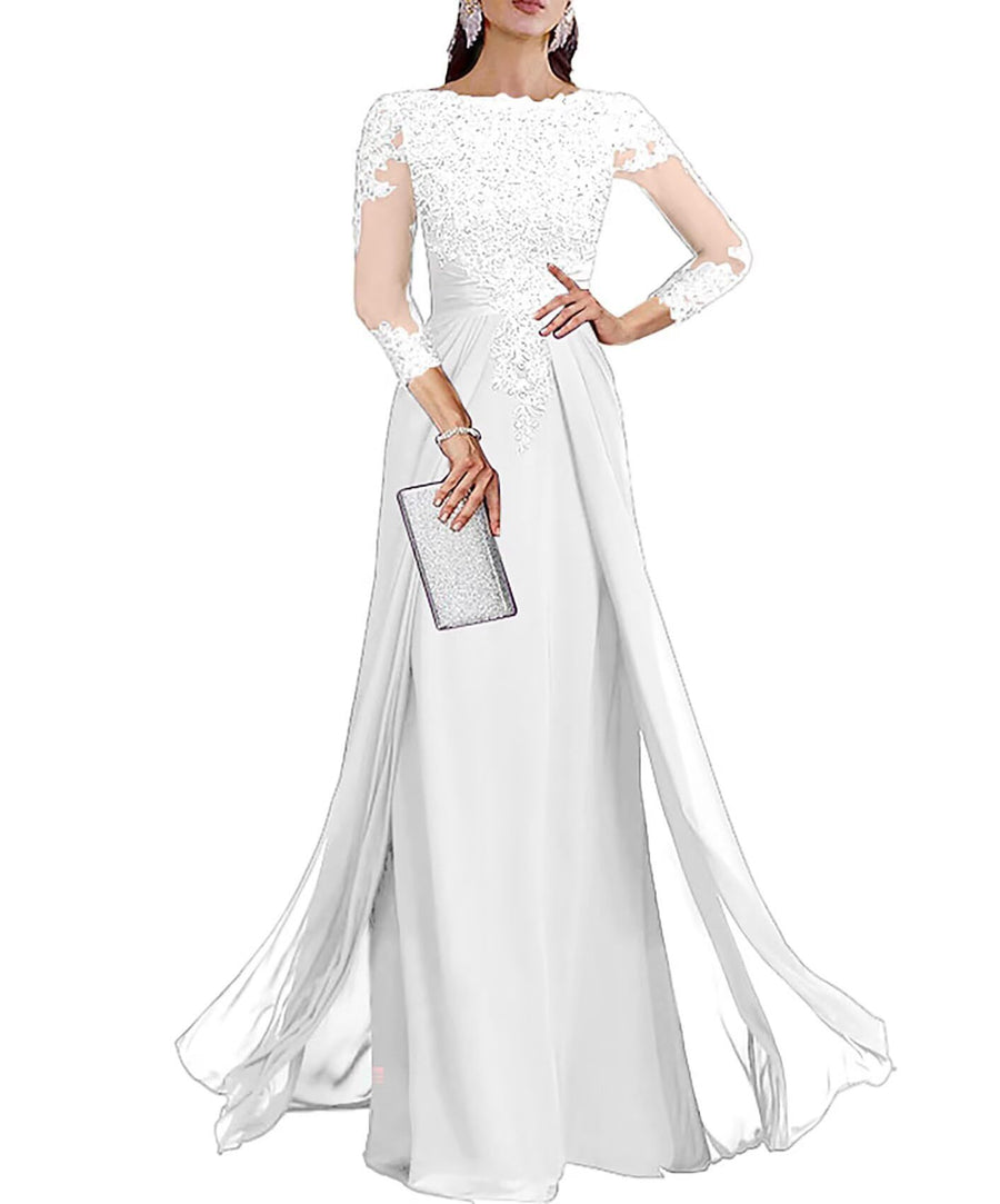 Cross-border lace patchwork long evening dress women's three-quarter sleeve banquet host bridesmaid dress new arrival elegant slimming evening gown