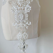 White Large Chest Back Beaded Jewelry Clothing Decoration - Embroidery Wedding Dress Designer Accessories (ZH422)
