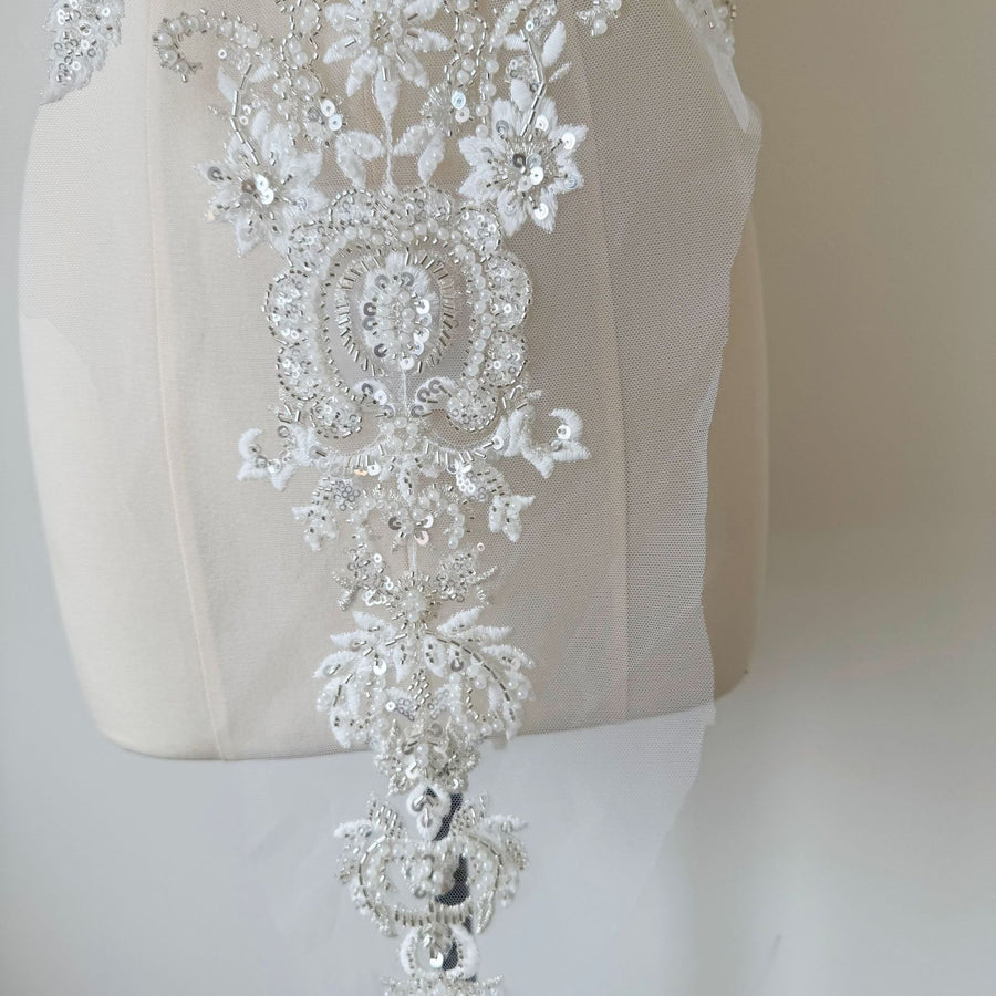 White Large Chest Back Beaded Jewelry Clothing Decoration - Embroidery Wedding Dress Designer Accessories (ZH422)