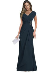 Cross-border plus sizenew arrival evening dress elegancev neck chiffon silm large swing long banquet dress long skirt female bridesmaid