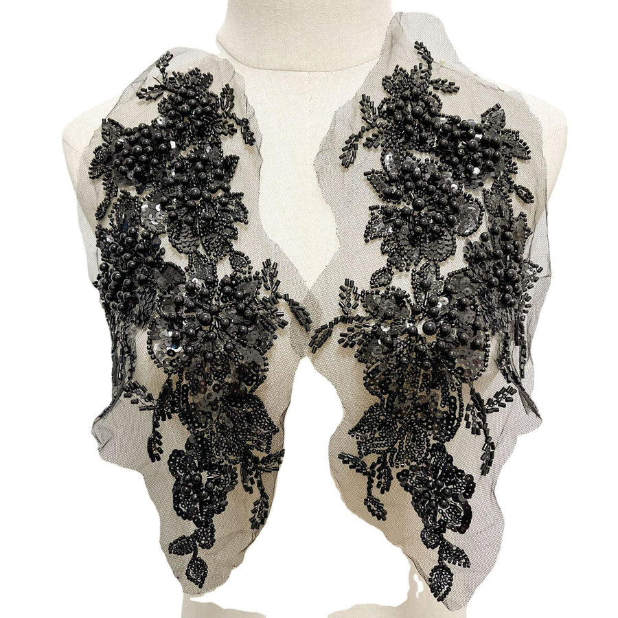 Heavy sequin beaded embroidered 3D flower appliqué for wedding dress and accessories decoration