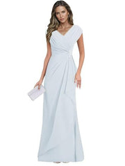 Cross-border plus sizenew arrival evening dress elegancev neck chiffon silm large swing long banquet dress long skirt female bridesmaid