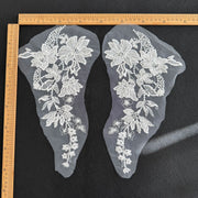 Floral Embroidered Lace Appliqué - Handmade DIY Wedding Dress, Veil & Accessory Patch, White (ZH505)