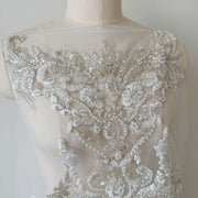 White Large Chest Back Beaded Jewelry Clothing Decoration - Embroidery Wedding Dress Designer Accessories (ZH422)