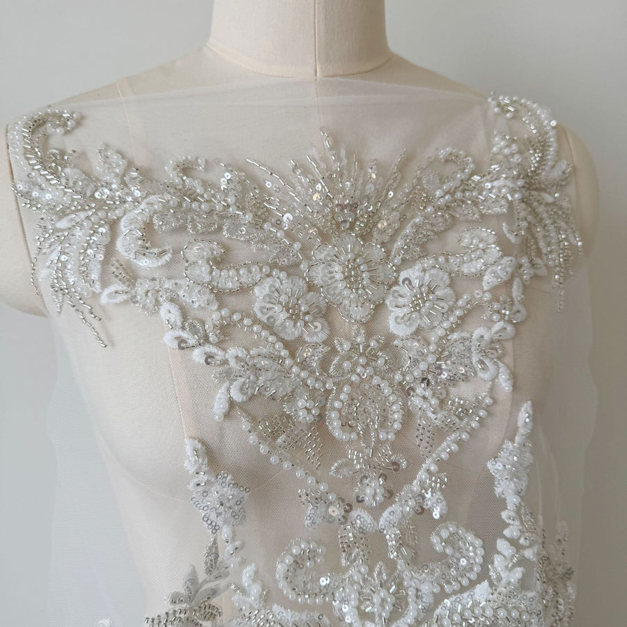 White Large Chest Back Beaded Jewelry Clothing Decoration - Embroidery Wedding Dress Designer Accessories (ZH422)
