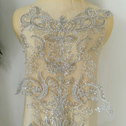 Zh494 fashion mesh fabric wedding dress diy large floral applique wedding dress women's clothing accessories