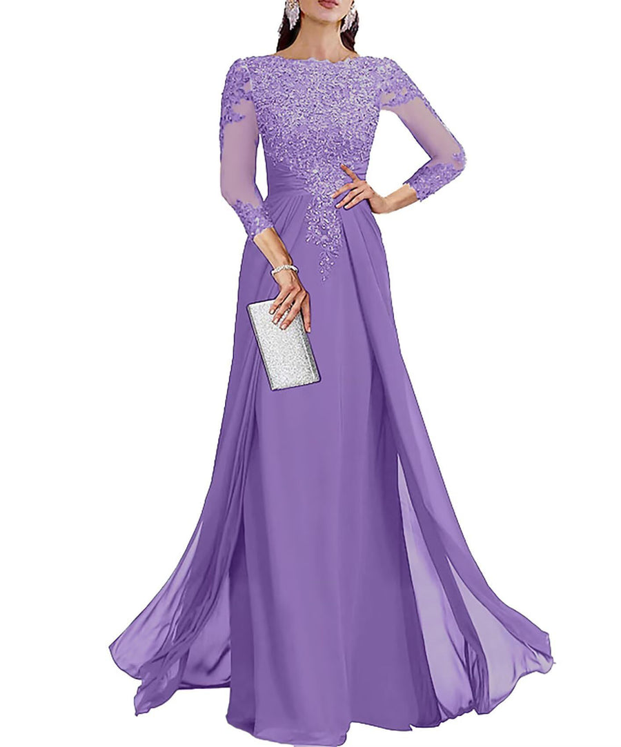 Cross-border lace patchwork long evening dress women's three-quarter sleeve banquet host bridesmaid dress new arrival elegant slimming evening gown