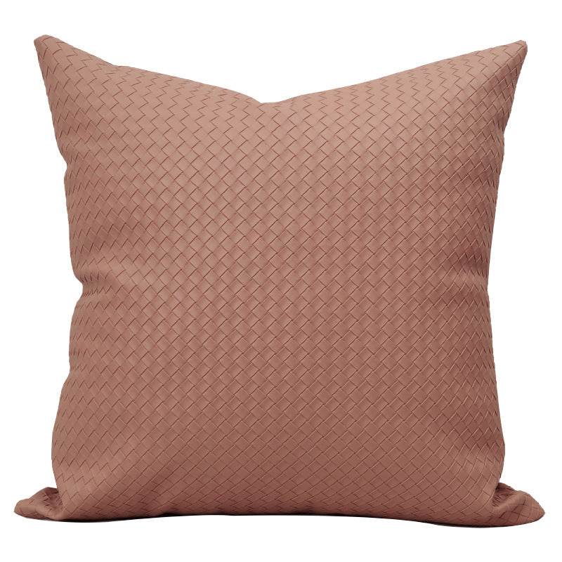 PU Textured Cushion Cover – Modern Woven Embossed Decorative Pillow