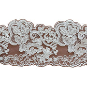 15CM White Mesh Embroidery Barcode Lace Trim - Clothing Cuffs, Waist & Jewellery Decoration (R218)