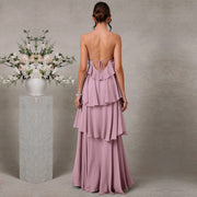Cross-border hot-selling plus size chiffon dress high waistslimming look design multi-color sister group toast dress full size personalized