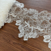Boutique black beige sequined fish silk thread wedding dress lace fabric, hollowed out European and American dress lace accessories R98