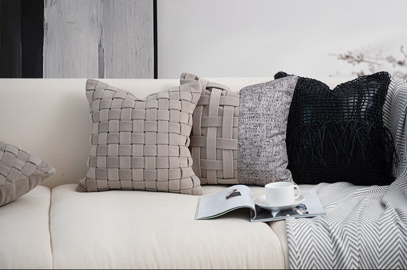 Cream Beige Handwoven Cushion Cover – Soft Luxury Pillow for Sofa & Bed