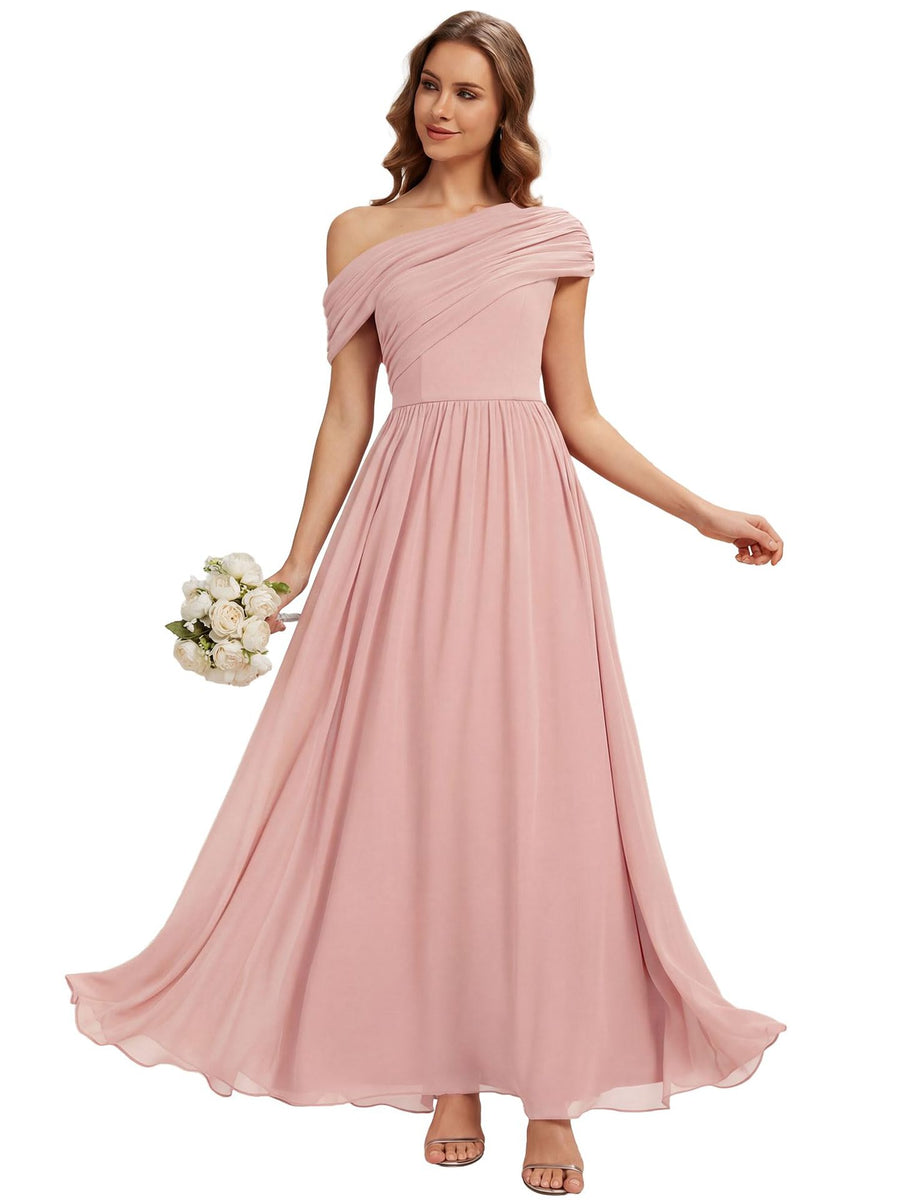 Amazon fashion chiffon one-shoulder long bridesmaid dress wedding annual meeting banquet host evening dress bestie long dress