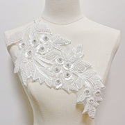 Silver Beaded Sequins Lace Flower Accessory - DIY Wedding Dress, Veil & Shoe Decoration