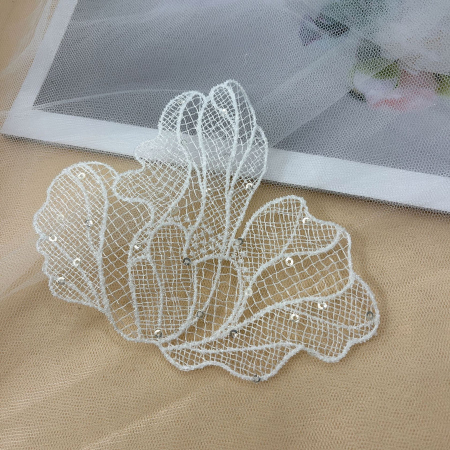 Lace Sequined Floral Fish Thread Veil - Heavy Industry Wedding Dress & Headgear Accessory