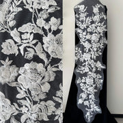 Mesh Lace Machine Embroidered Seed Bead Lace Fabric - DIY Wedding Dress, Evening Gown & Collar Decoration (ZH479)