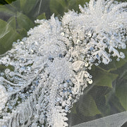 Heavy-duty 3d beaded sequin lace floral appliqué for wedding dresses, evening gowns, children's clothing, and diy embellishments