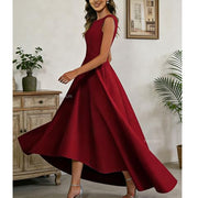 Cross-border best-selling sleeveless evening dress for women, short in front and long in back, bridesmaid, sister group, bestie dress, dinner red carpet dress a dress