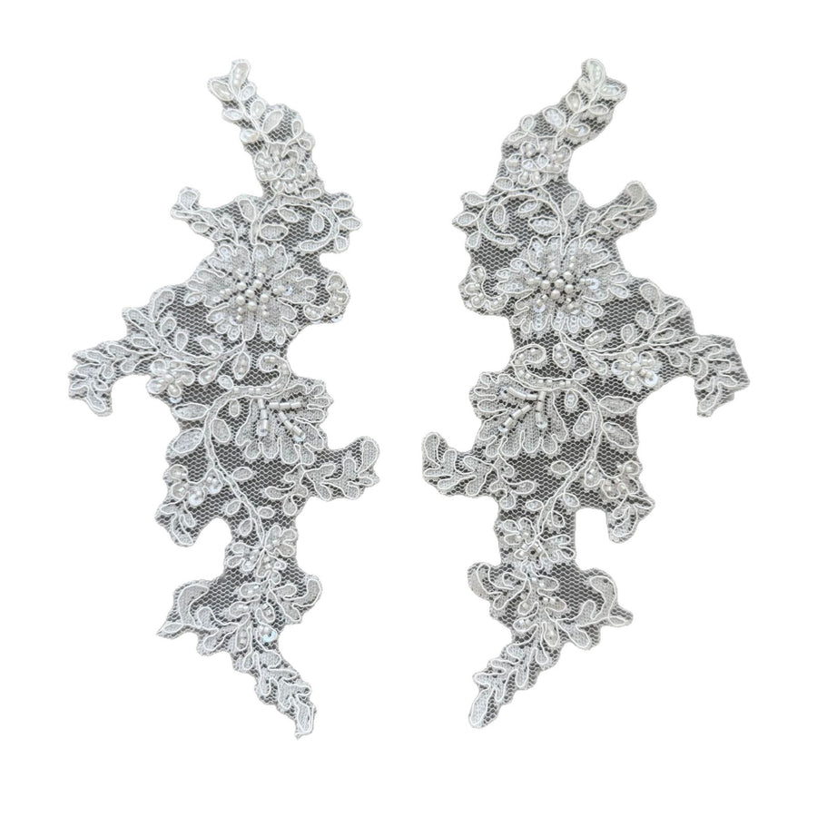 Zh444 white 3d lace beaded lace applique diy handmade bridal jewelry accessories