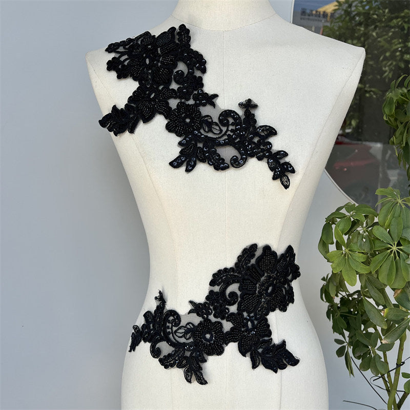D51 sequined lace three-dimensional flower clothing wedding dress cheongsam accessories clothes skirt decoration jewelry embroidery piece