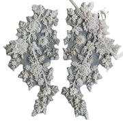 White Embroidered Beaded Lace Appliqué - DIY Bridal Headdress & Wedding Dress Accessory
