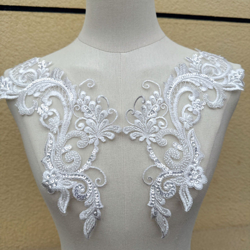 D1 three-dimensional beading on flowers heavy industry lace flowers embroidered lace accessories clothing decoration embroider fabric flowers