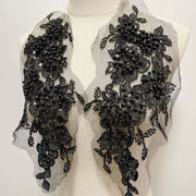 Heavy sequin beaded embroidered 3D flower appliqué for wedding dress and accessory decoration