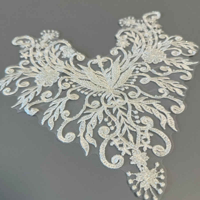 Lace Sequin Millet Bead Neckline Corsage - DIY Wedding Dress & Headscarf Accessory (ZH248)