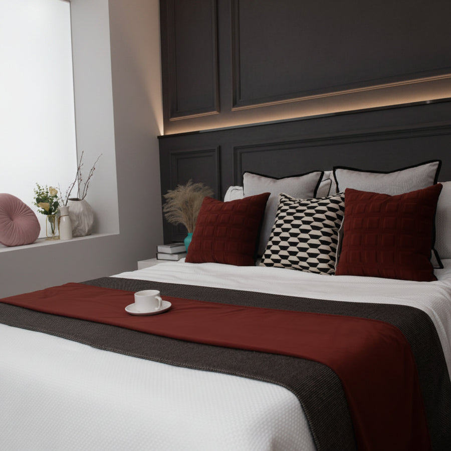Red & White Cushion & Bedding Set - Modern Luxury for Refined Interiors
