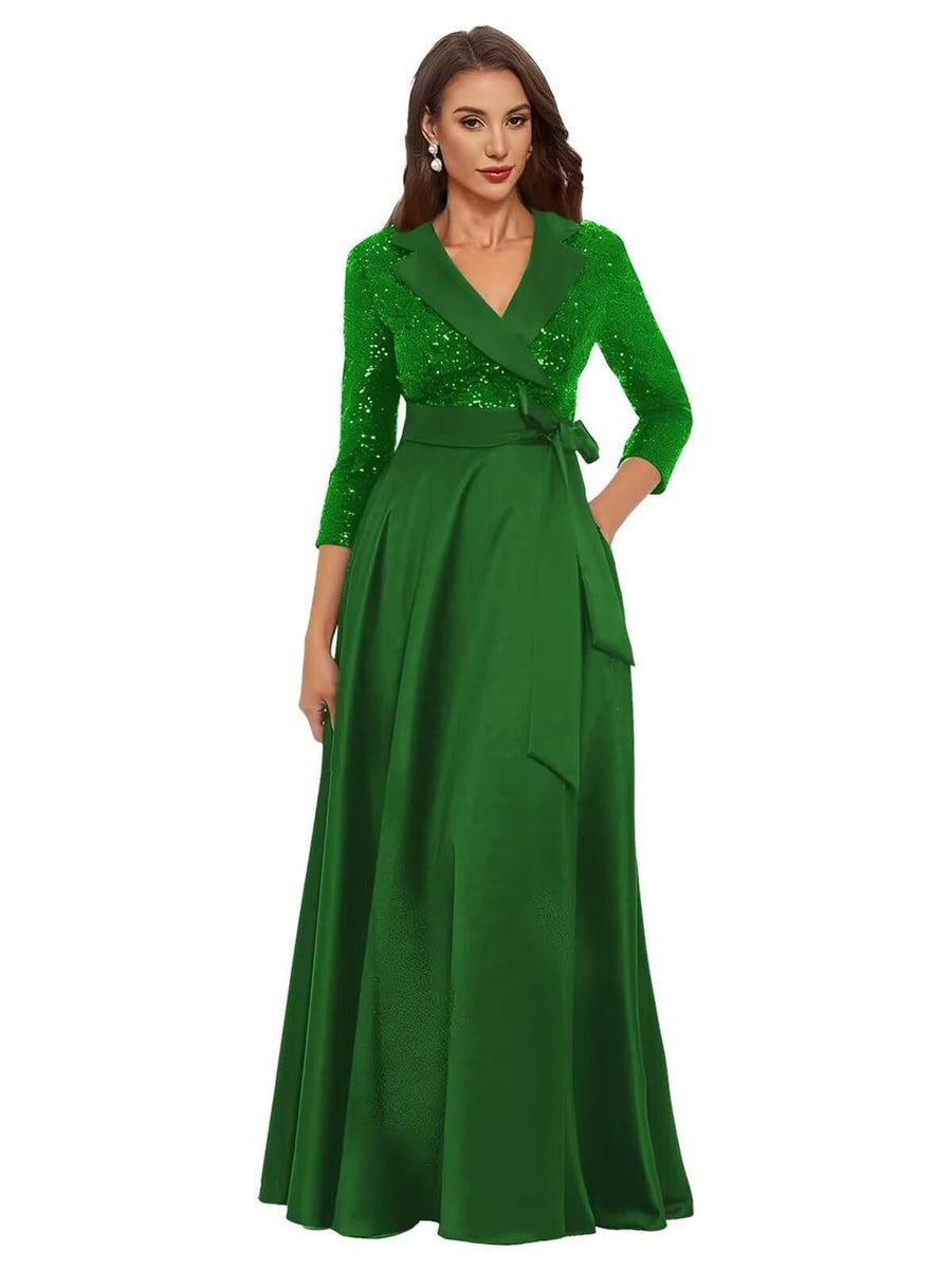Cross-border amazon hot-selling black long evening gown for women, mid-sleeve, slim-fit, figure-flattering, perfect for banquets, annual meetings, hosts, and performances