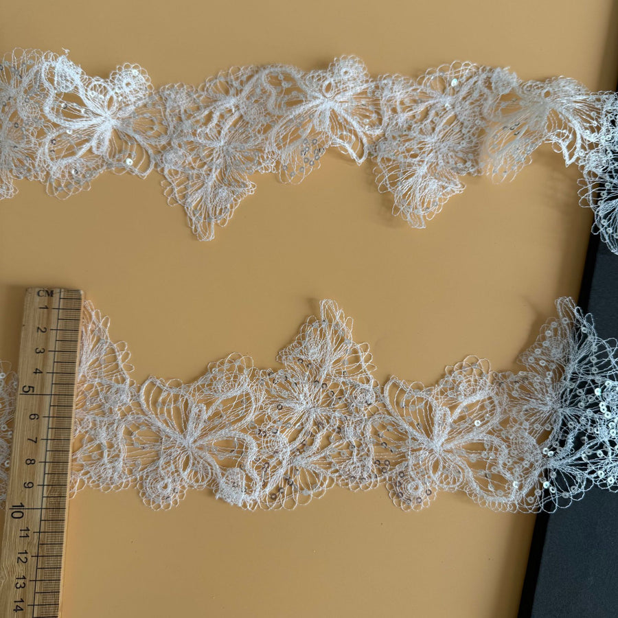 R288 sequined fish silk thread water-soluble lace, national style fine thread barcode lace, dress wedding clothing accessories