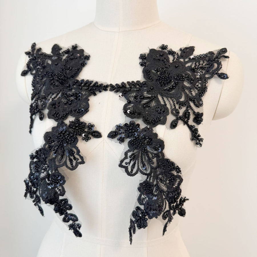 ZH413 black European new mesh embroidery lace accessories, foreign trade wedding veil DIY accessories lace