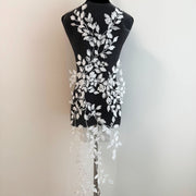 3D Laser Embroidered Leaf Mesh Fabric – DIY Children's Dress & Hanfu Material (ZH473)