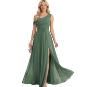 Cross-border dress bridesmaid dress chiffon one shoulder long skirt side slit forest fairy elegant wedding sister dress evening dress